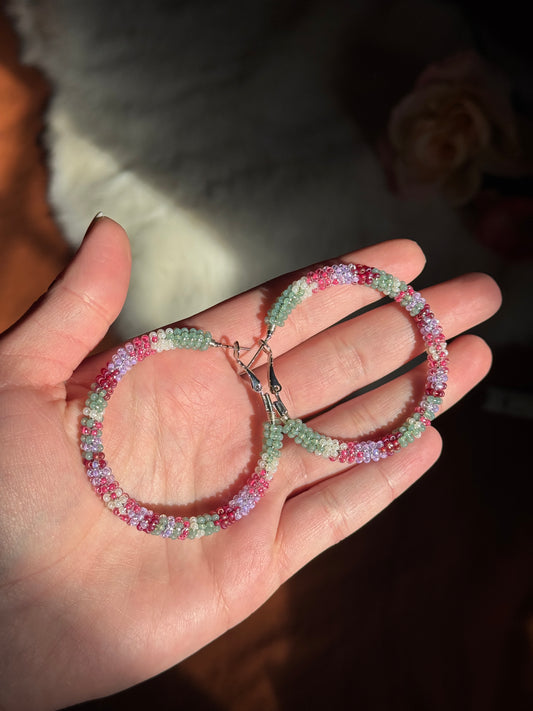 Pastel Wrap Beaded Hoop Earrings