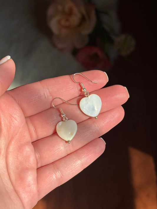 Mother of Pearl Heart Earrings