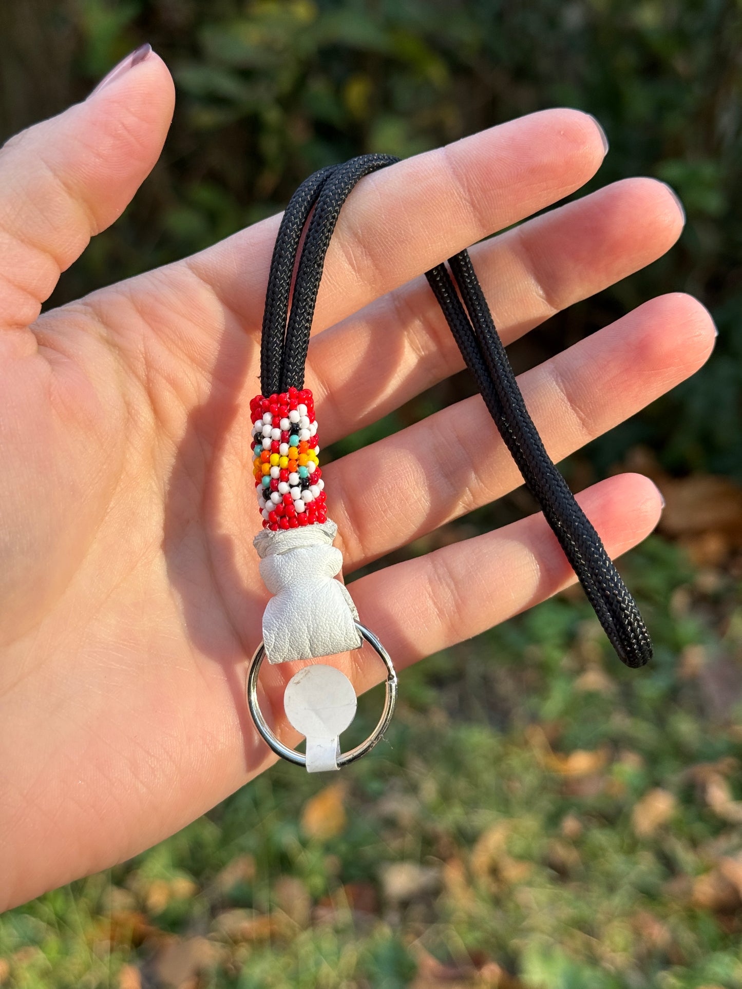 Peyote Stitch Beaded Wristlet Keychain - Red