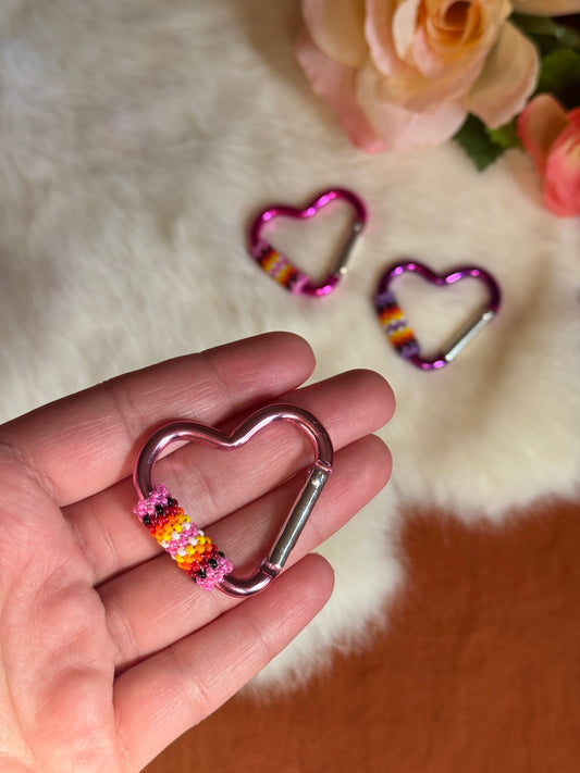 Beaded Heart Carabiners 
