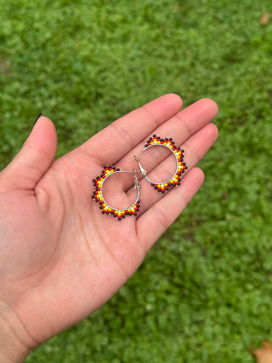 Mini Medicine Color Beaded Hoop Earrings