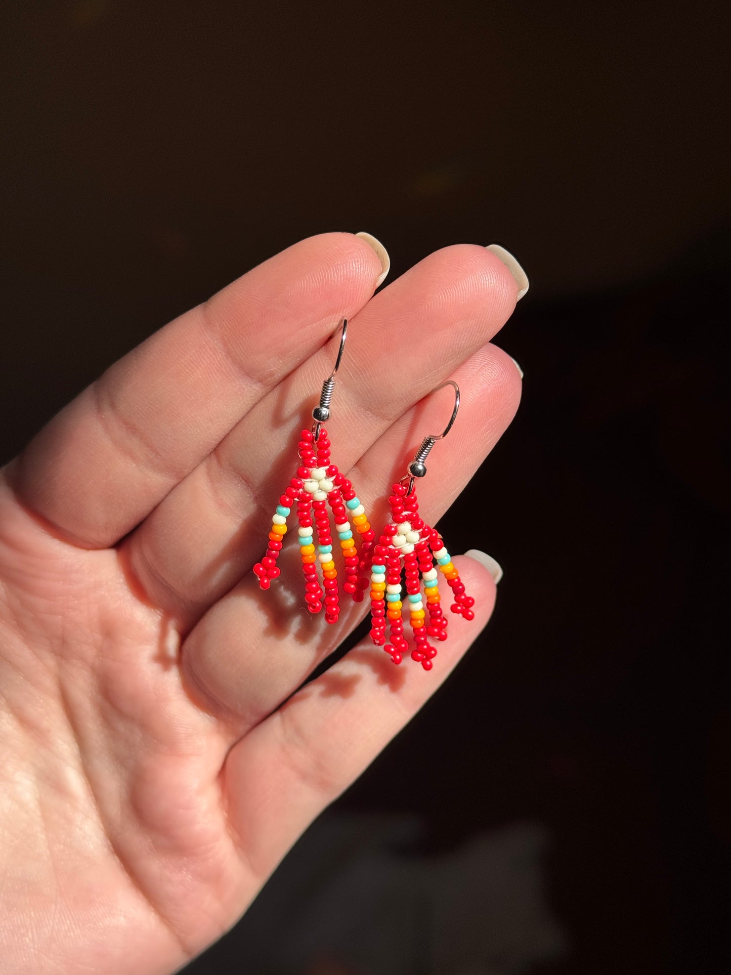 Red Mini Fringe Earrings