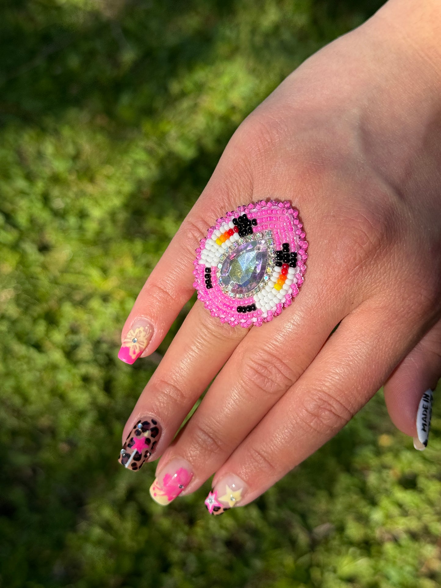 Hot Pink Feather Ring