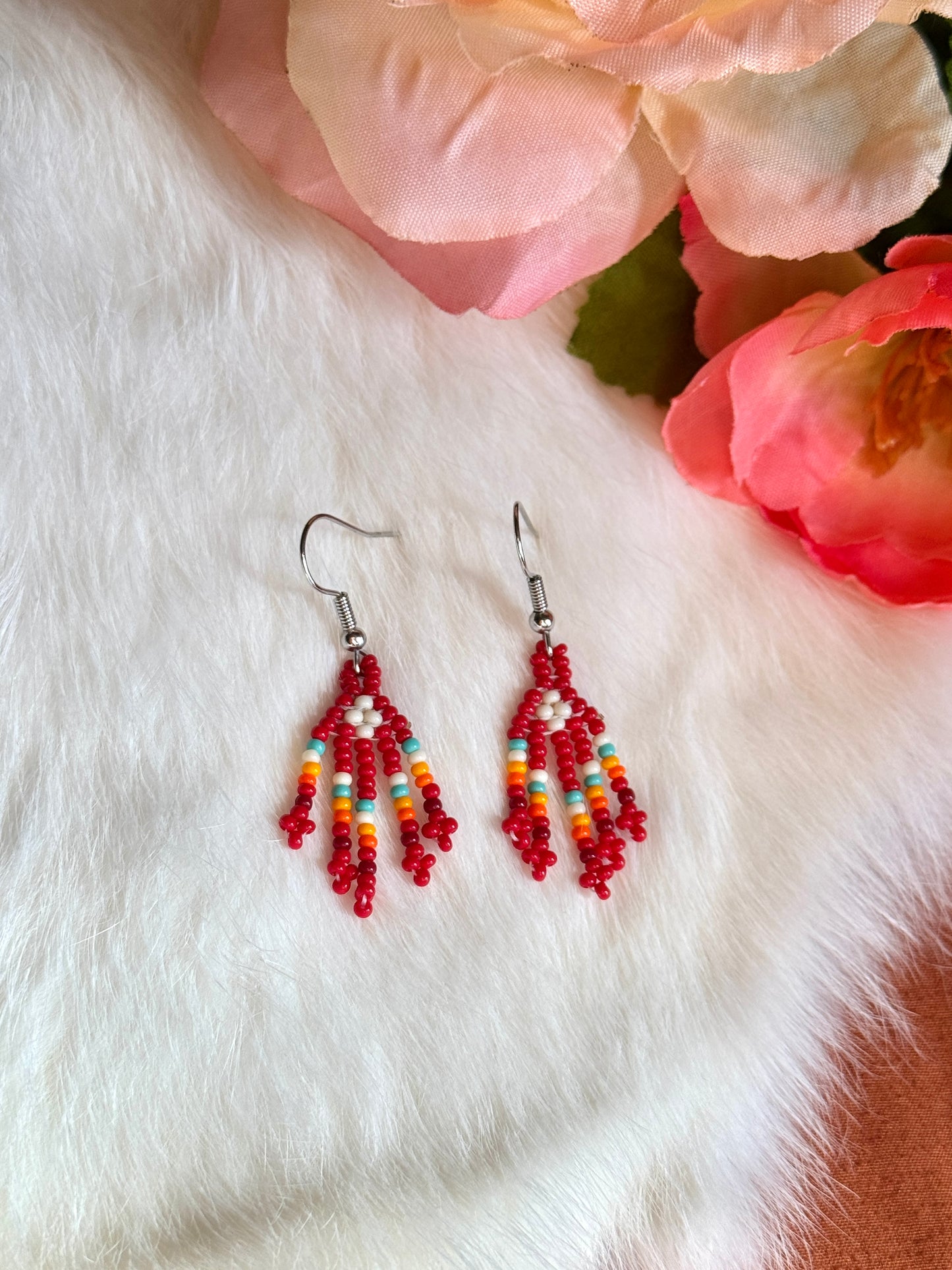 Red Mini Fringe Earrings