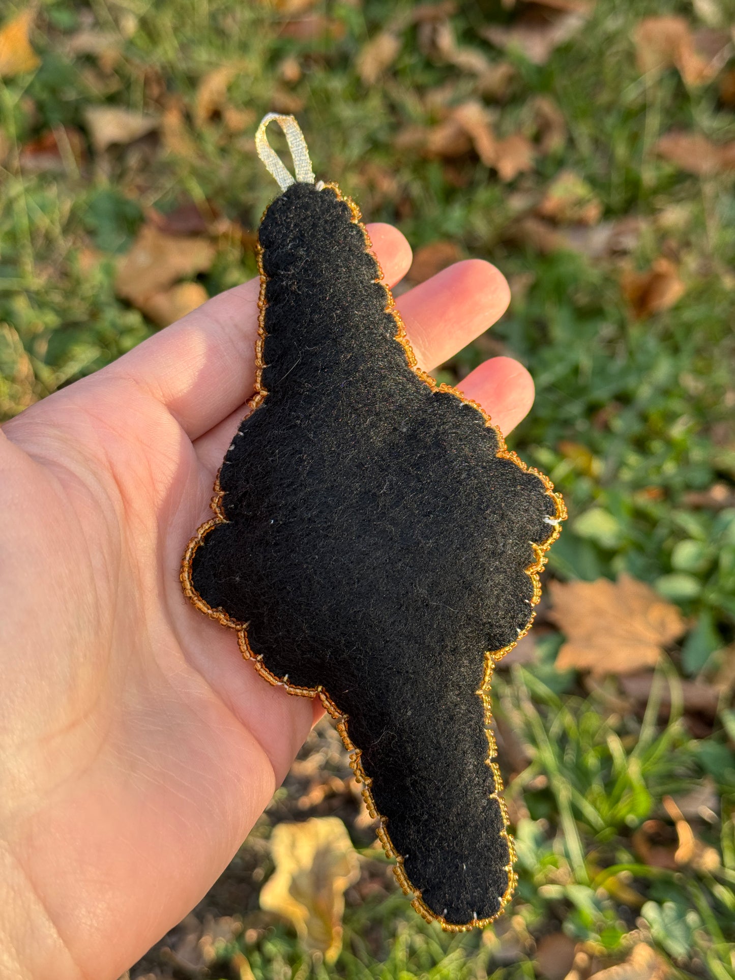 Four Point Star Stuffed Felt Beaded Holiday Ornament