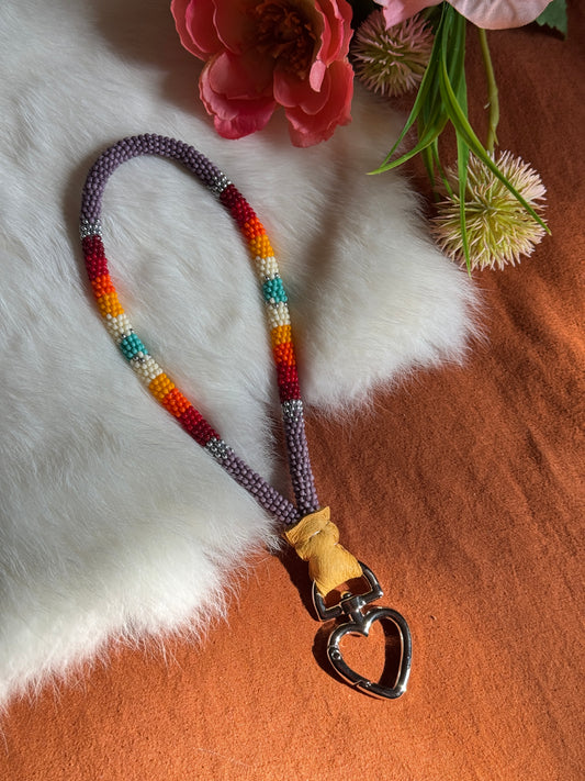 Dusty Purple Beaded Wristlet with Heart Clasp