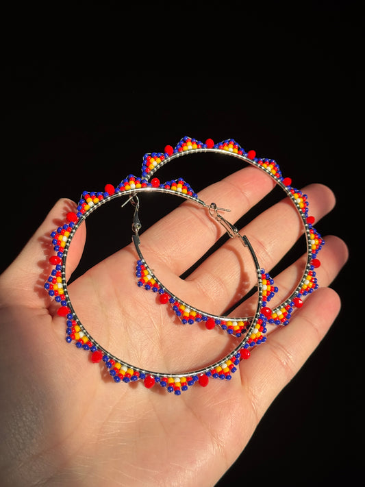 XL Ku Beaded Hoop Earrings