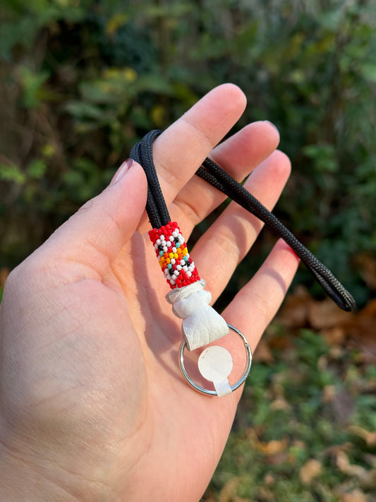Peyote Stitch Beaded Wristlet Keychain - Red