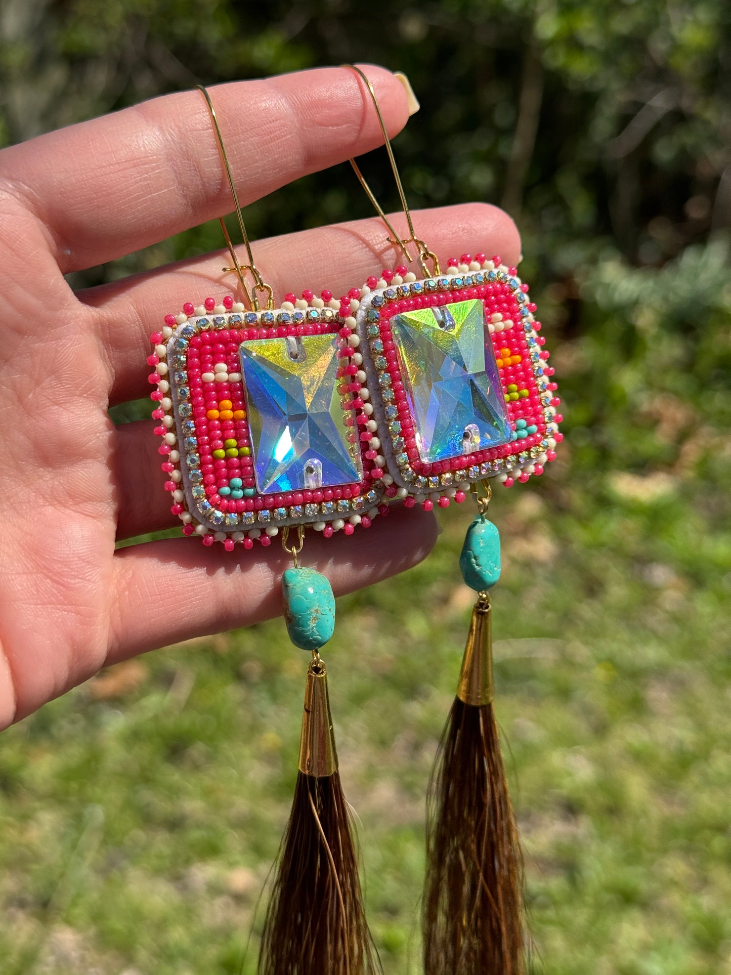 Xl Horse Hair Beaded Earrings