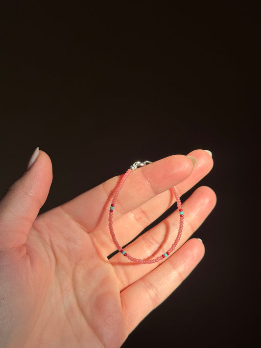 Dusty Pink Child Size Beaded Single Strand Bracelet