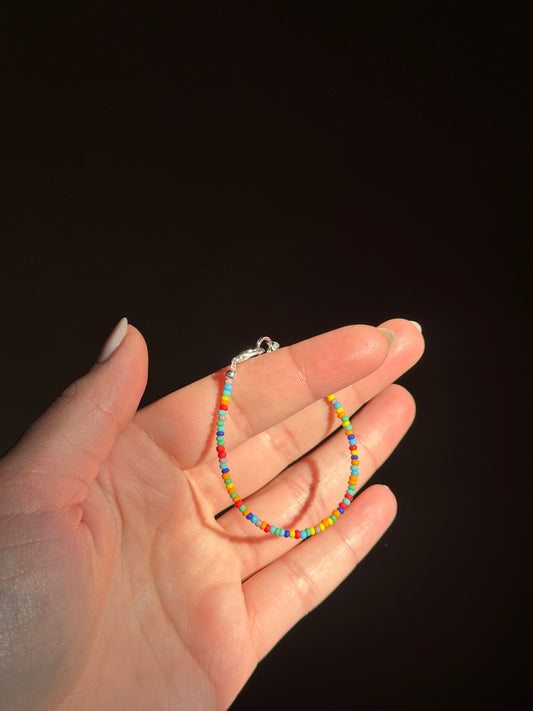Rainbow Bead Soup Child Size Beaded Single Strand Bracelet