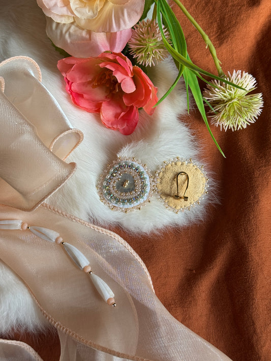 Small Heart Shaped Shell Beaded Earrings
