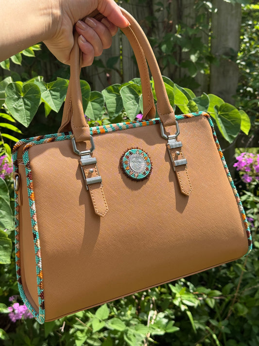 Beaded Handbag with Wilma Mankiller Coin Embellishment