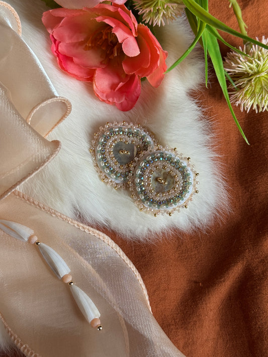 Small Heart Shaped Shell Beaded Earrings