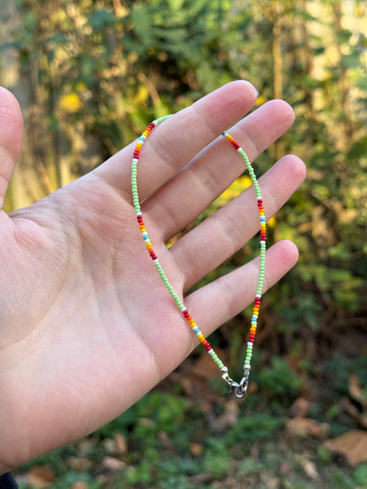 Single Strand Beaded Anklet - Key Lime Green