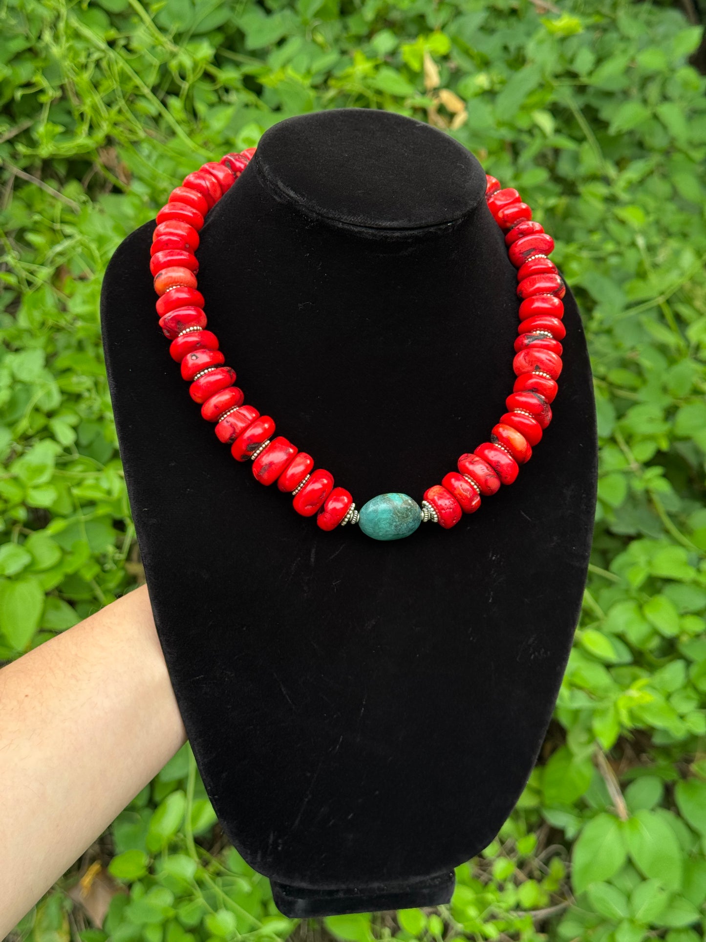 Large Chunk Coral Necklace