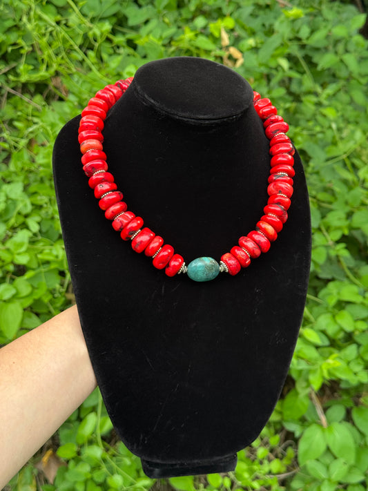 Large Chunk Coral Necklace