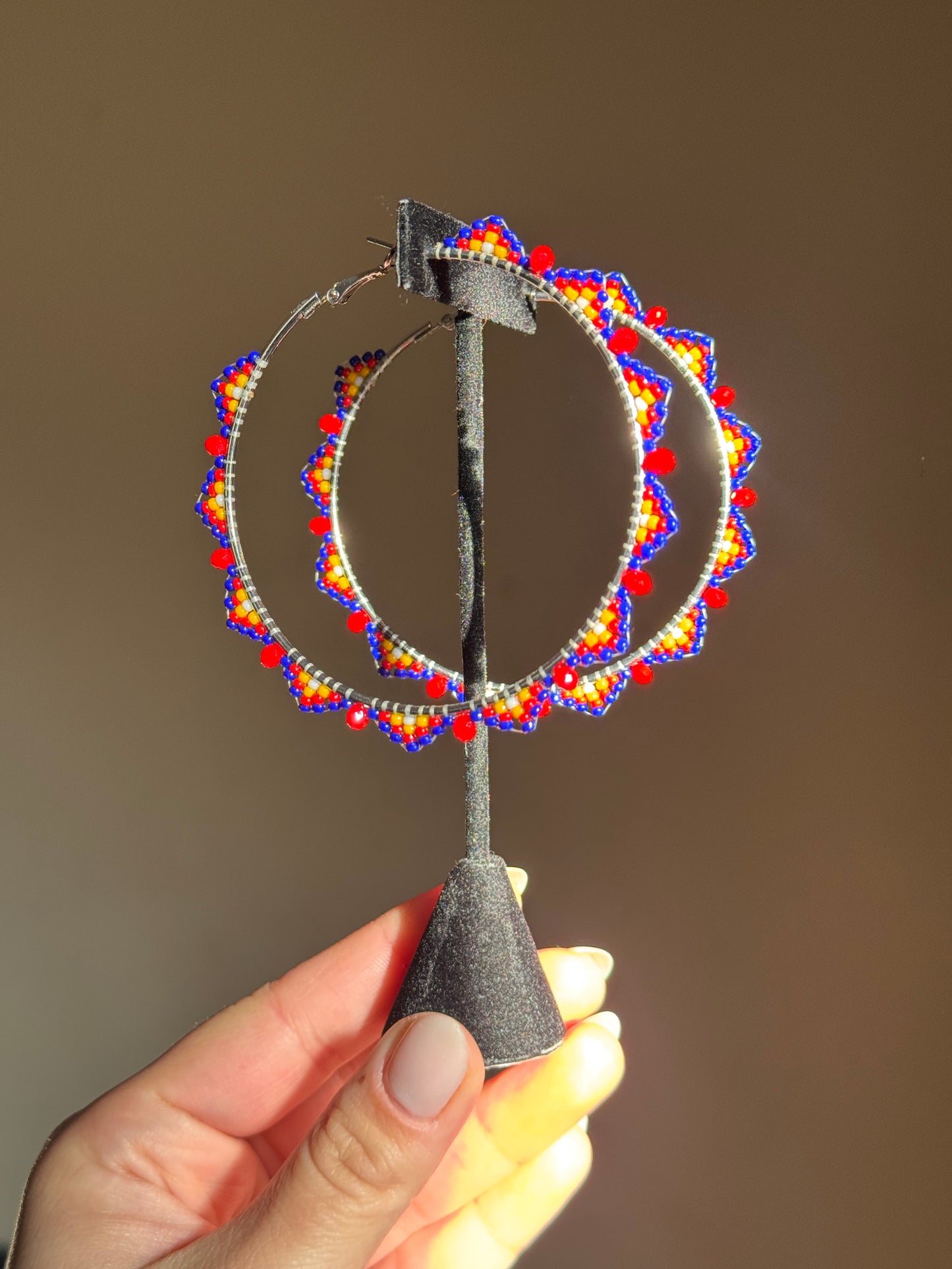 XL Ku Beaded Hoop Earrings