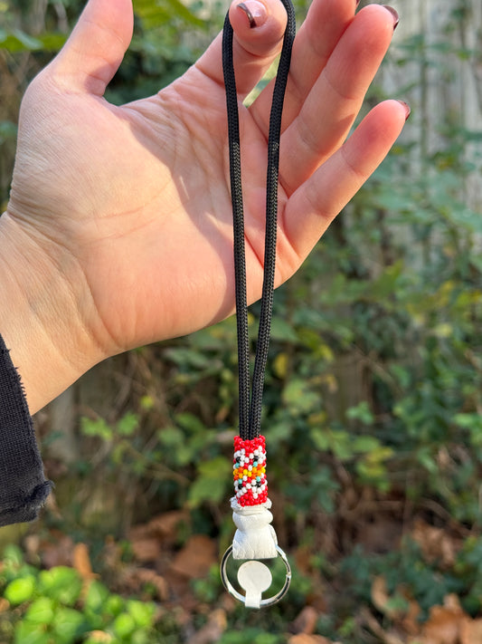 Peyote Stitch Beaded Wristlet Keychain - Red