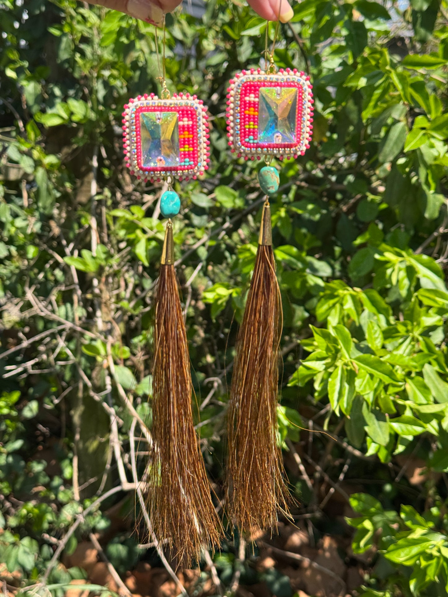Xl Horse Hair Beaded Earrings