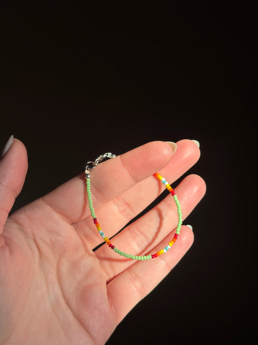 Key Lime and Fire Colors Child Size Beaded Single Strand Bracelet