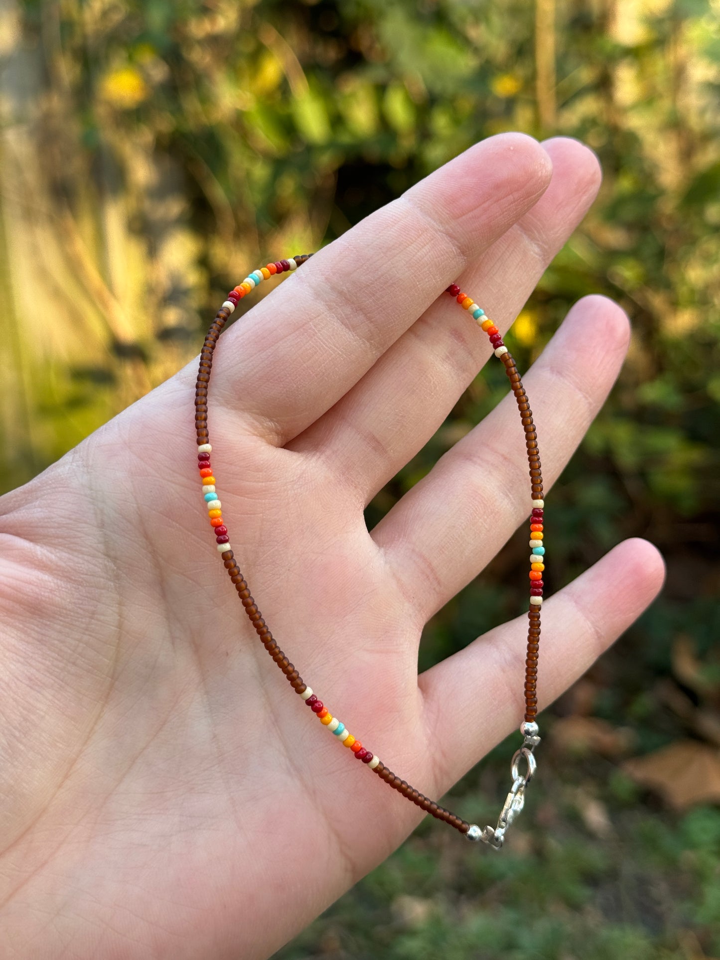 Single Strand Beaded Anklet - Matte Brown