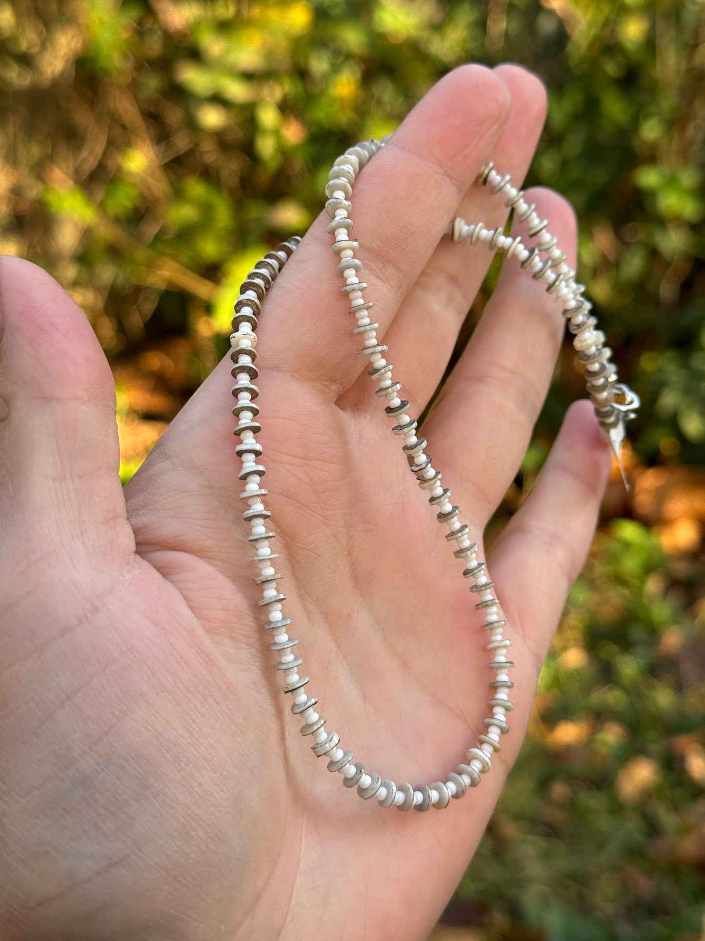 White Seed Bead and Shell Necklace