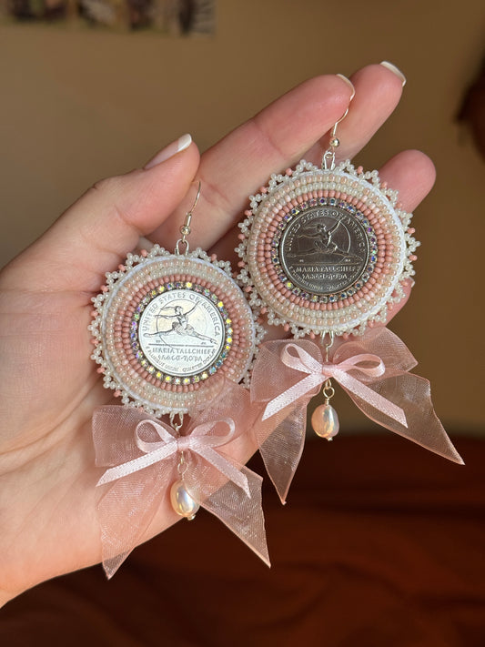 Maria Tallchief Coin Beaded Earrings
