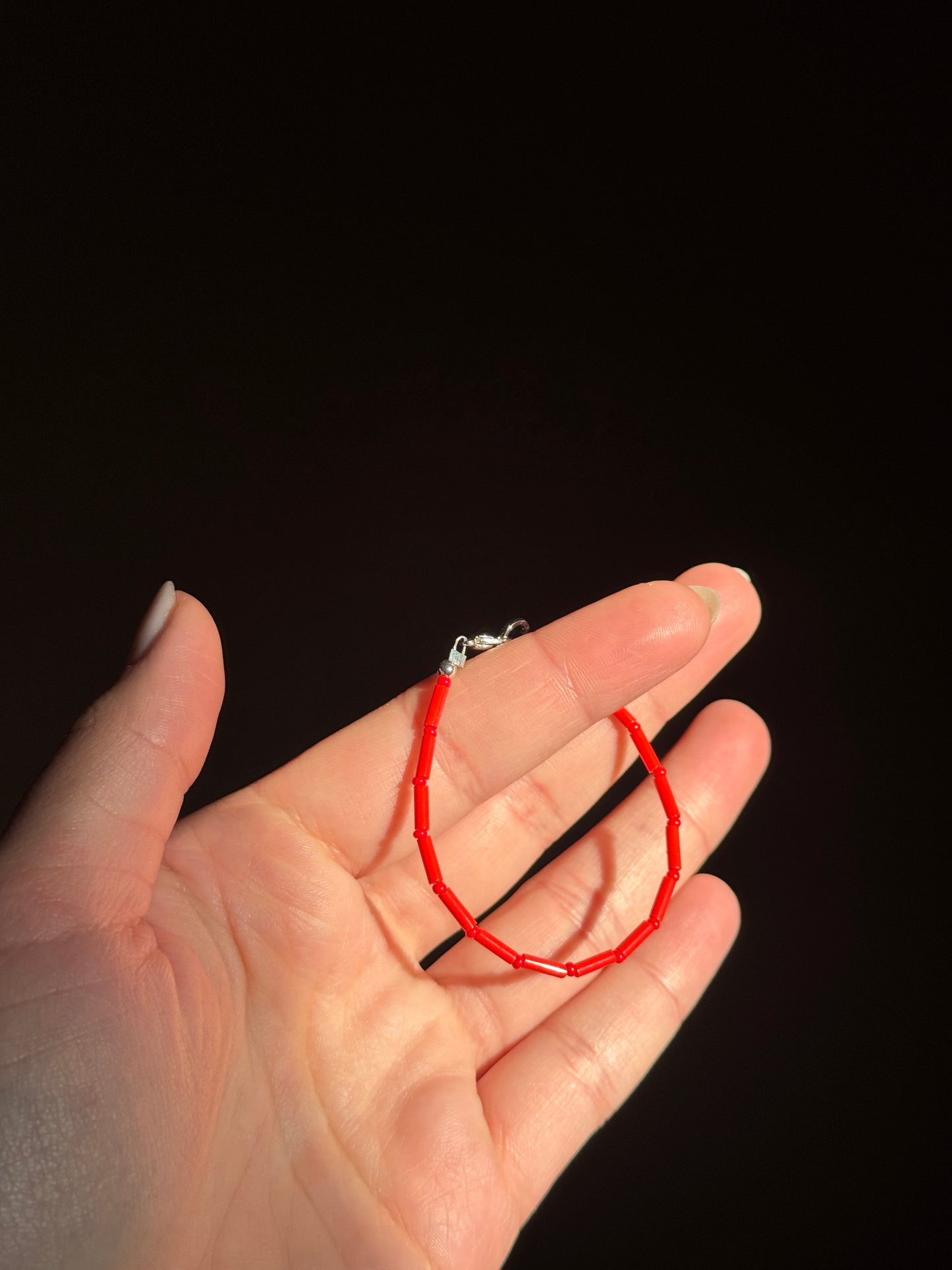 Red Child Size Beaded Single Strand Bracelet