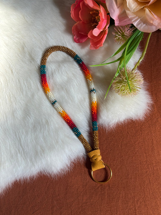 Brown Travertine Beaded Wristlet