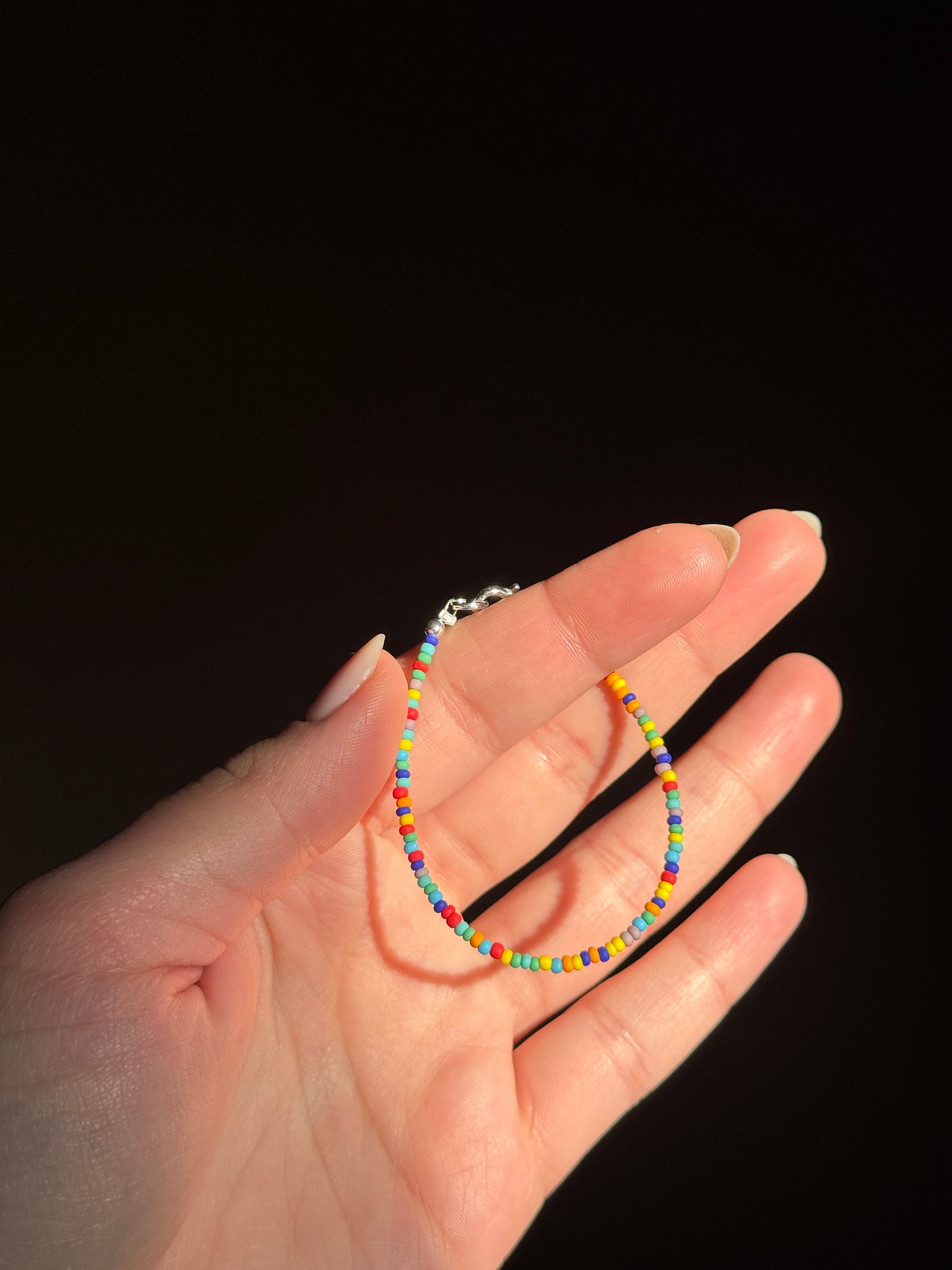 Rainbow Bead Soup Child Size Beaded Single Strand Bracelet