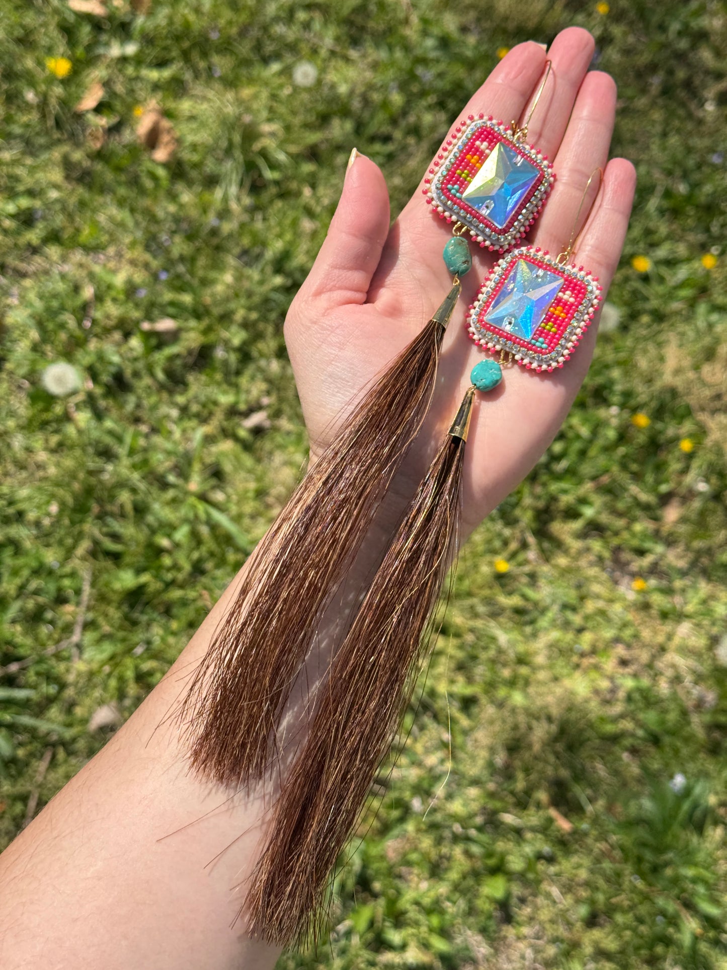 Xl Horse Hair Beaded Earrings