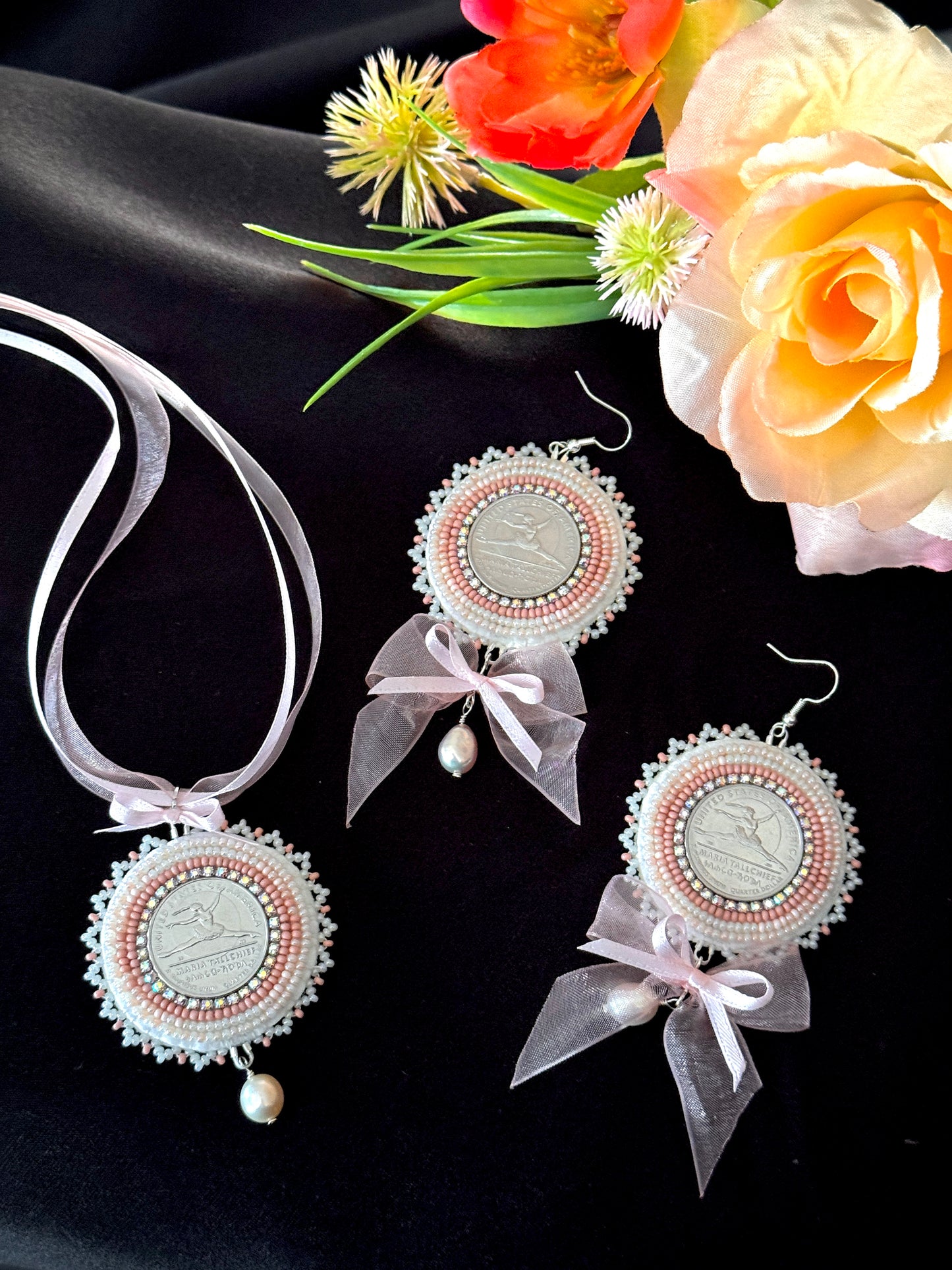 Maria Tallchief Coin Beaded Earrings