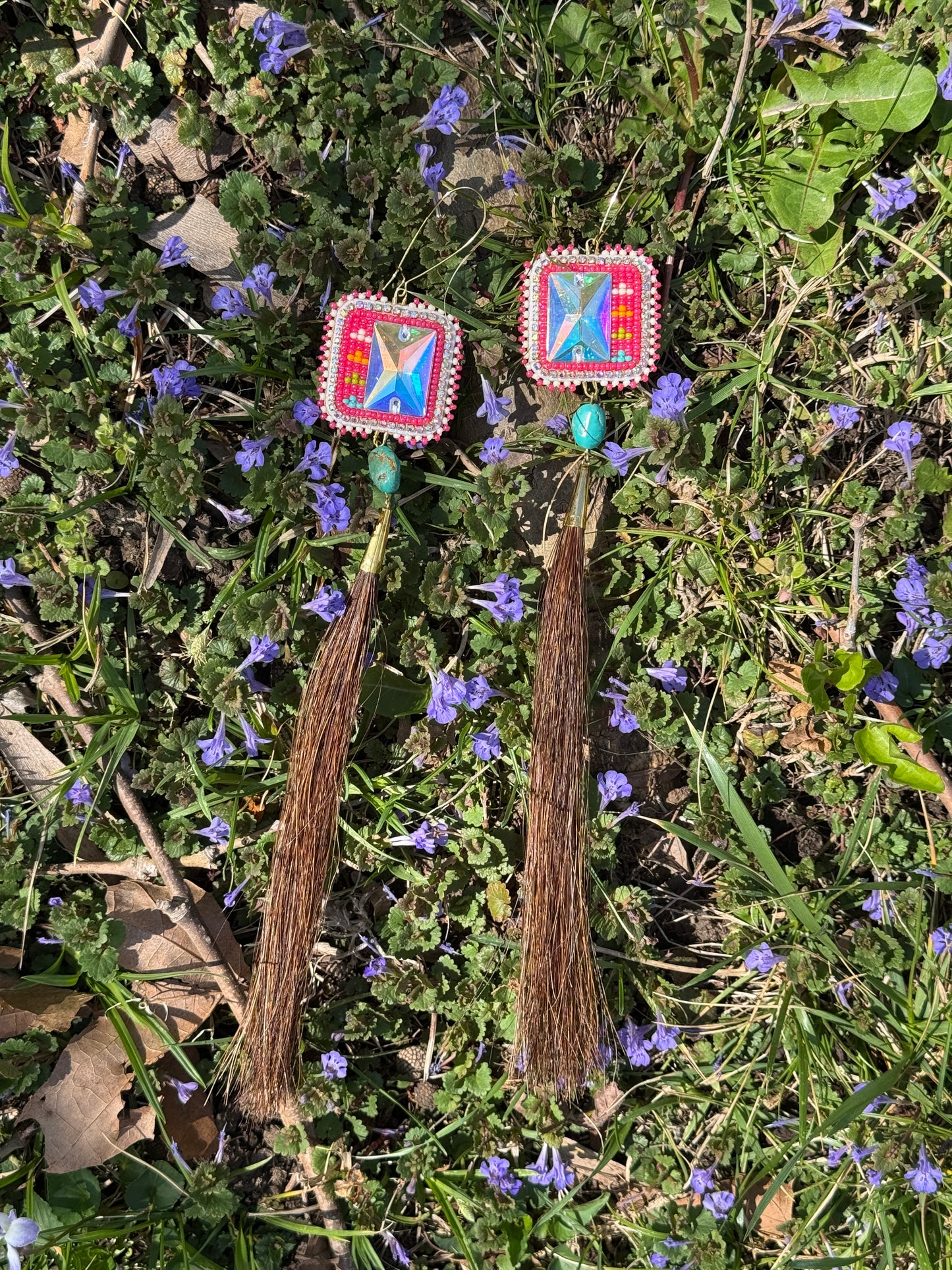 Xl Horse Hair Beaded Earrings