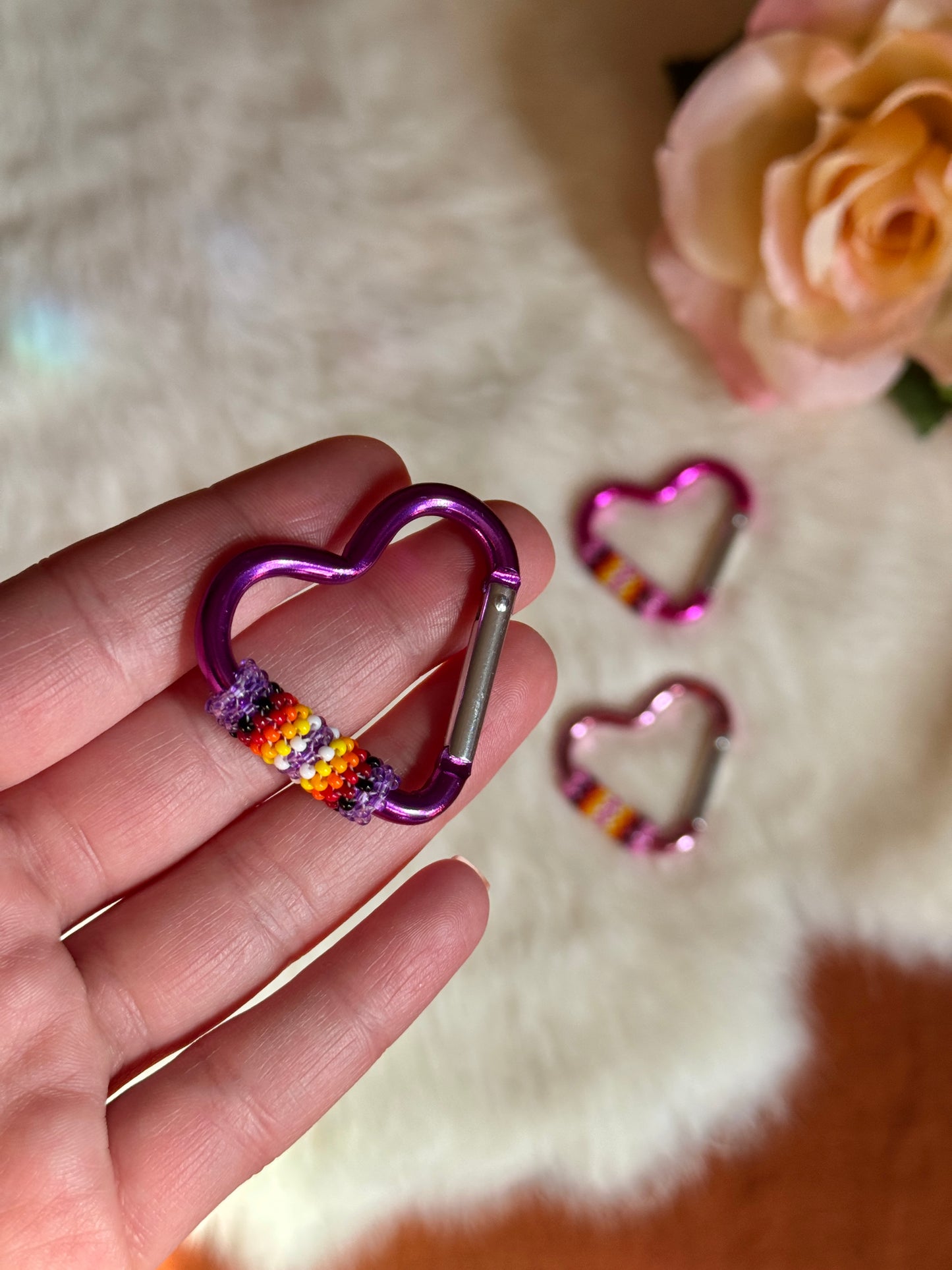Beaded Heart Carabiners ￼
