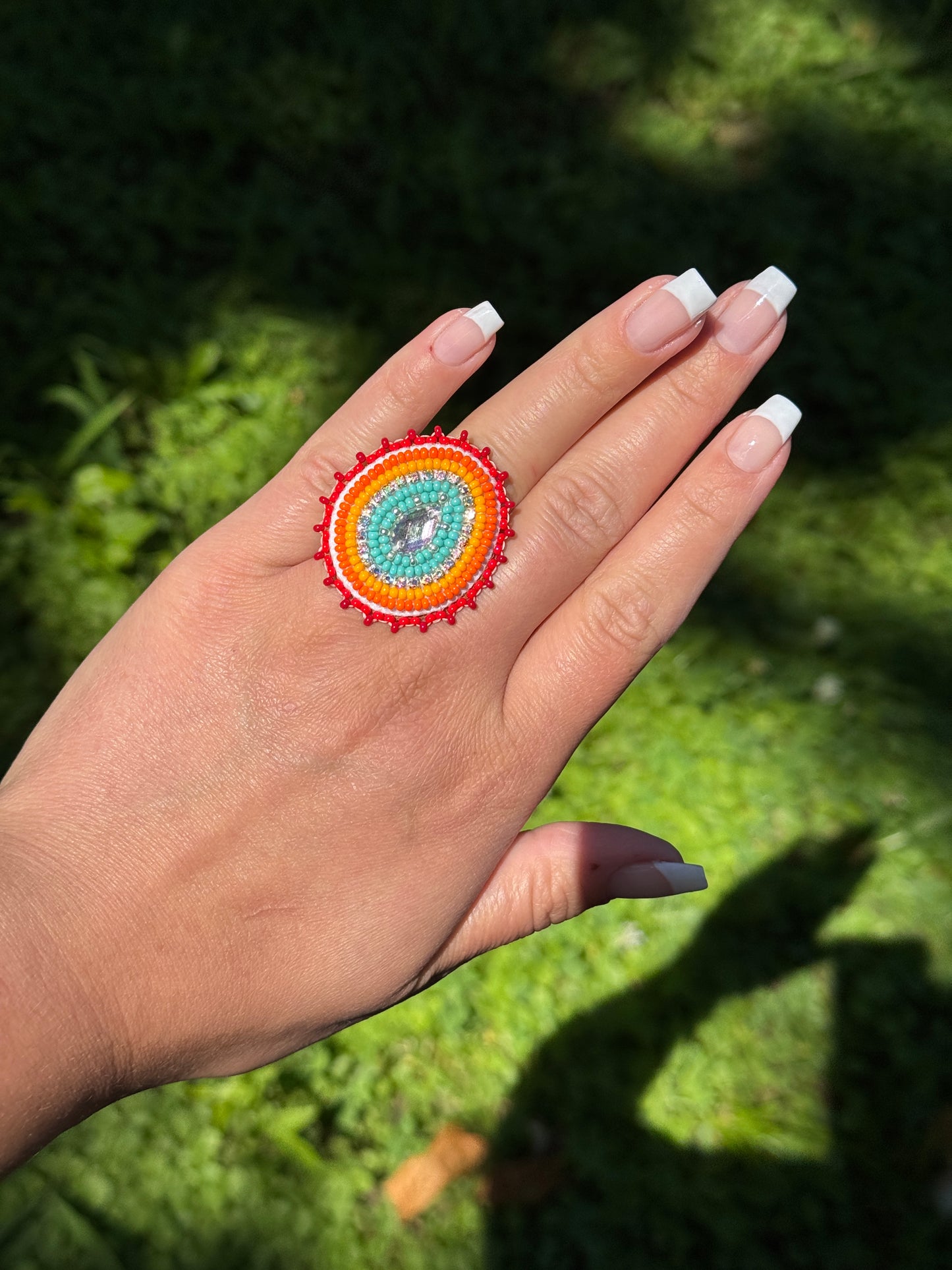 Beaded Fire Color Ring