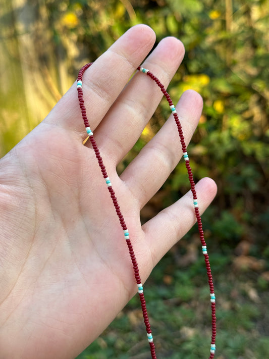 Single Strand Beaded Necklace - Brick Brown