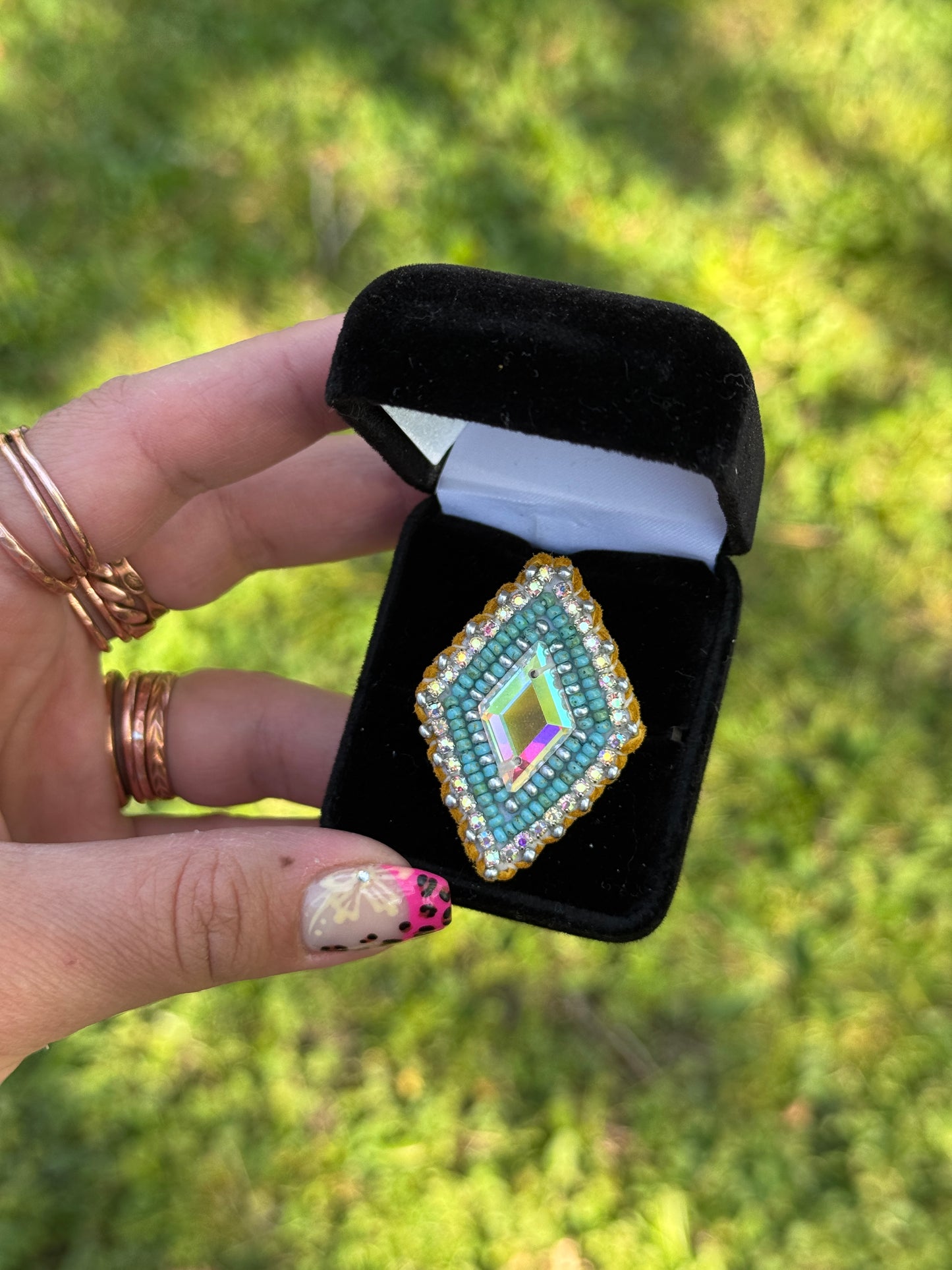 Diamond Shaped Beaded Ring