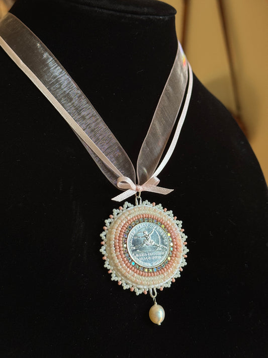Maria Tallchief Coin Beaded Pendant Necklace