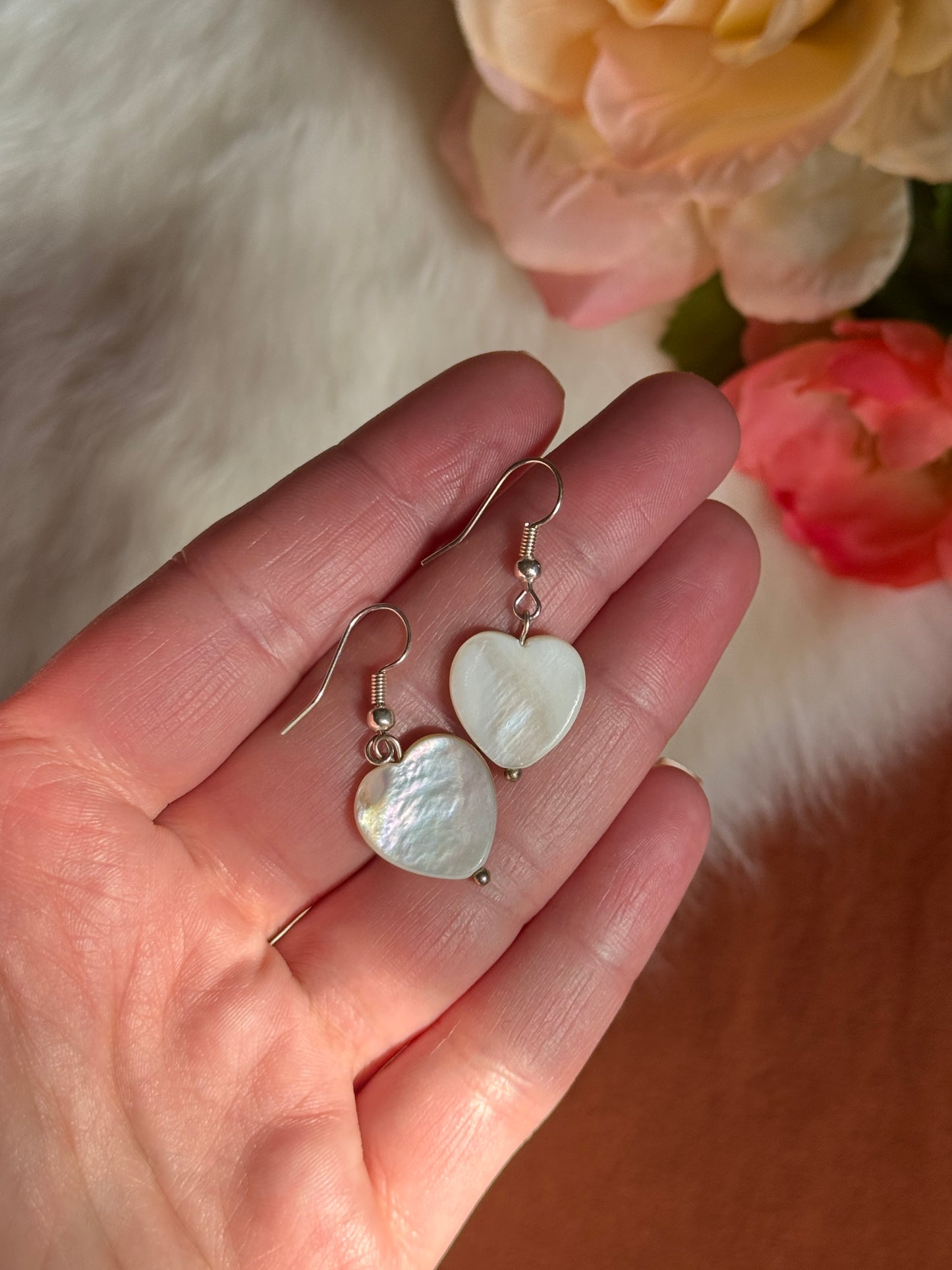 Mother of Pearl Heart Earrings