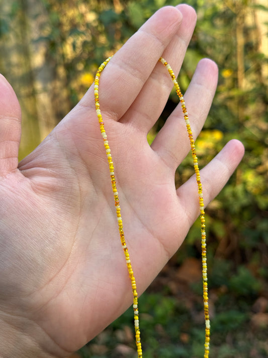Single Strand Beaded Necklace - Yellow Bead Soup
