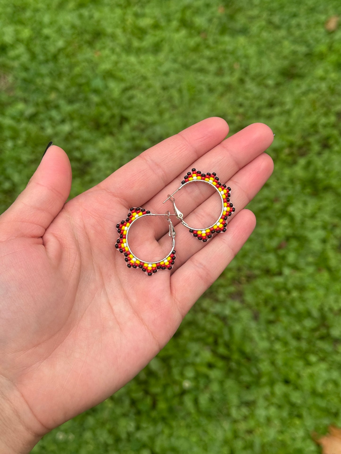 Mini Medicine Color Beaded Hoop Earrings