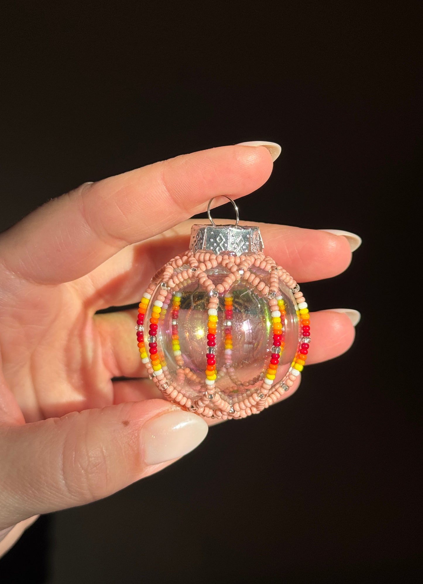 Cheyenne Pink Beaded Mini Holiday Ornament