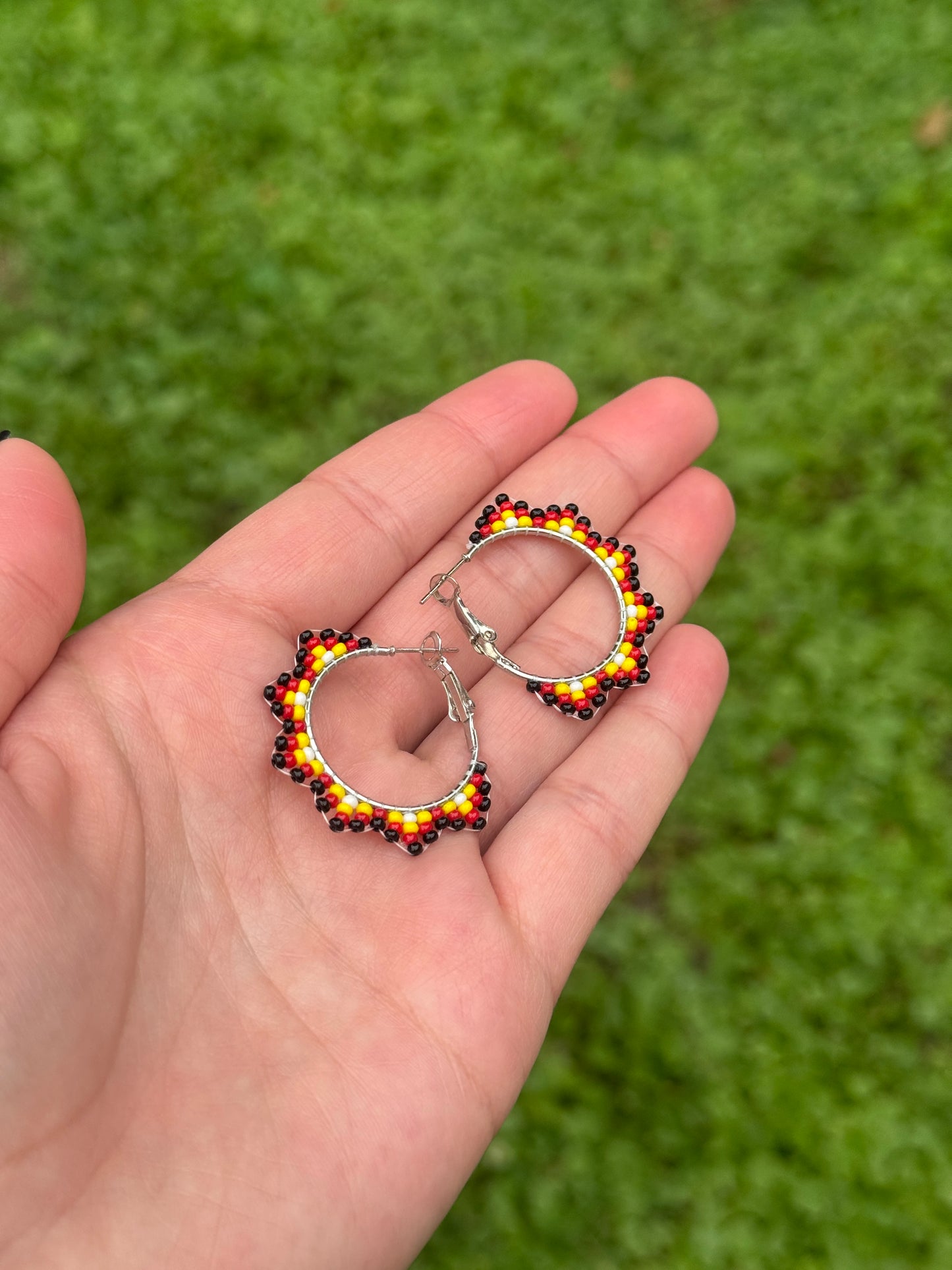 Mini Medicine Color Beaded Hoop Earrings