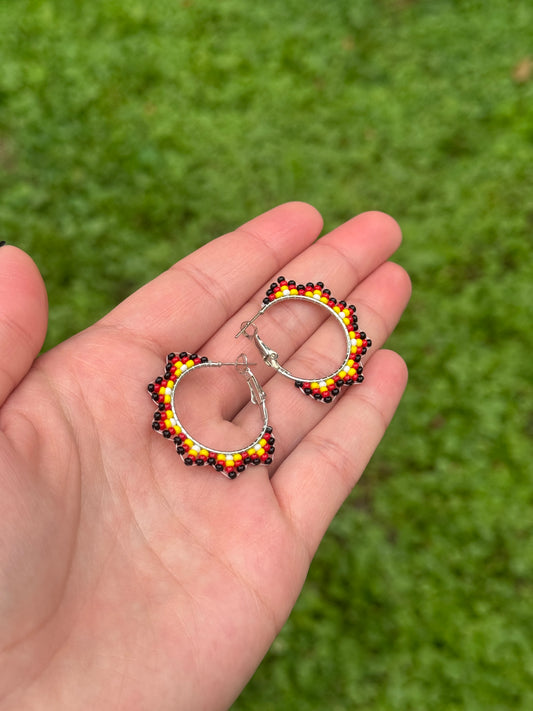 Mini Medicine Color Beaded Hoop Earrings