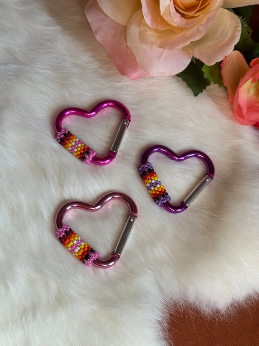 Beaded Heart Carabiners ￼
