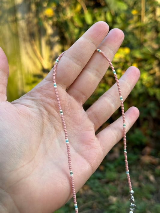 Single Strand Beaded Necklace - Cheyenne Pink