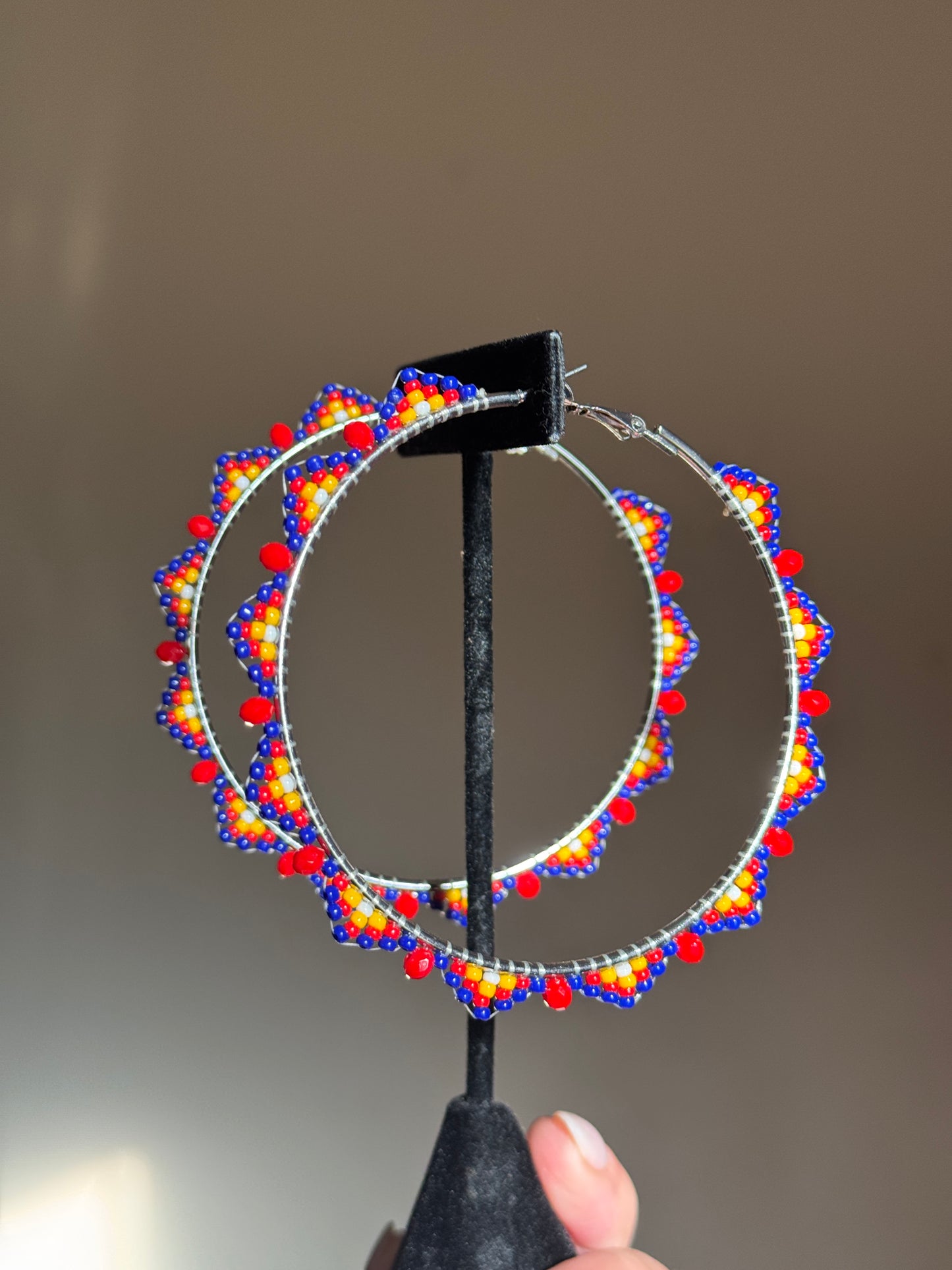 XL Ku Beaded Hoop Earrings