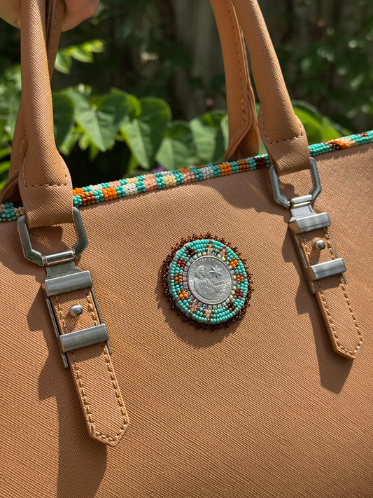 Beaded Handbag with Wilma Mankiller Coin Embellishment