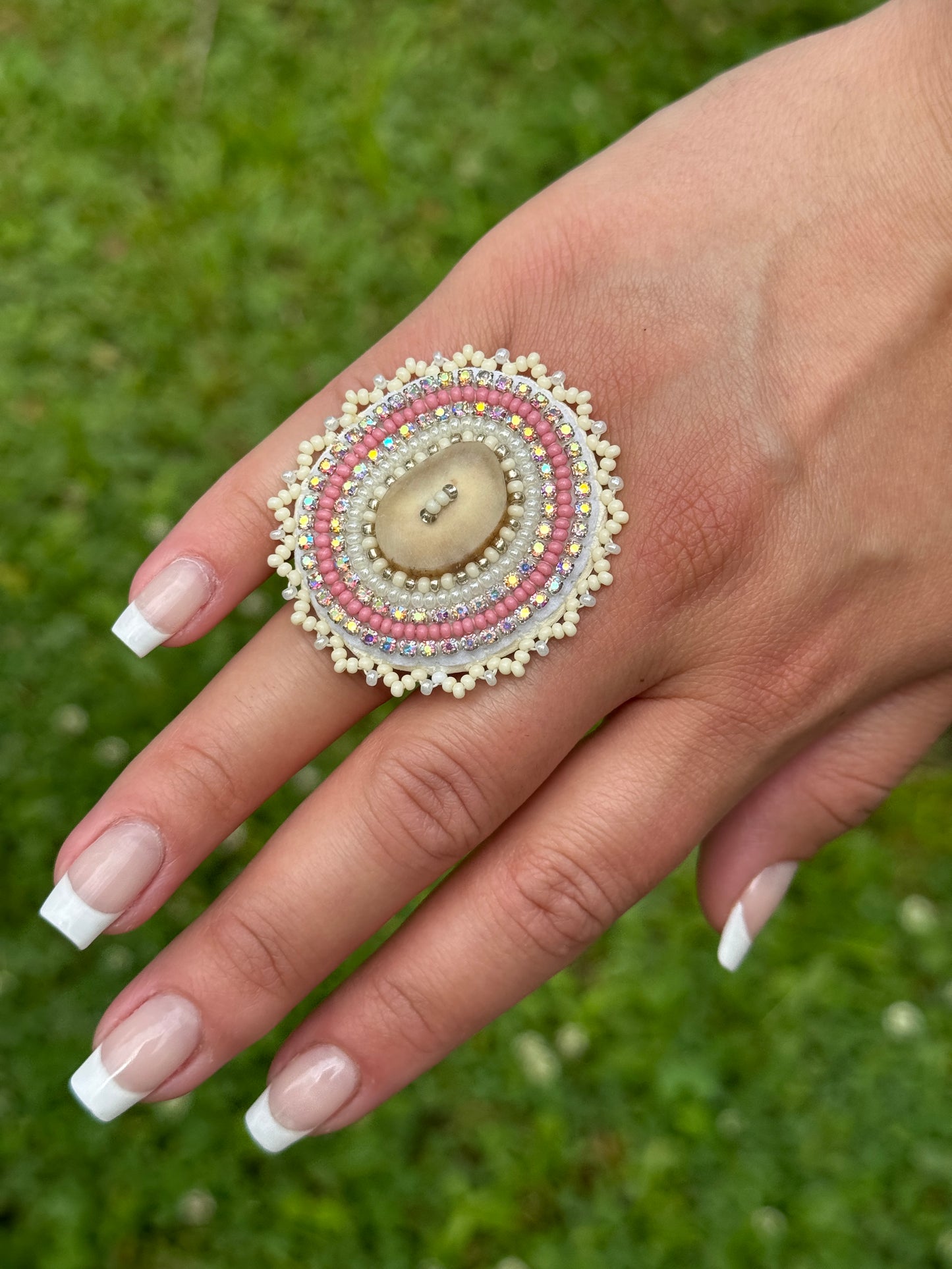 Deer Antler Beaded Ring